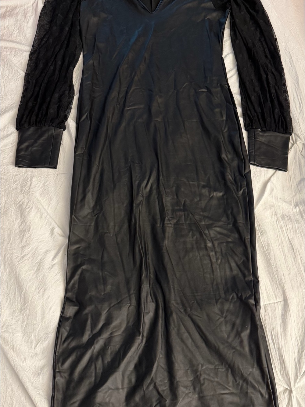 SHEIN Black Faux Leather & Knit Panel Dress